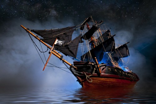 Pirate ship fog - pirate, sailing