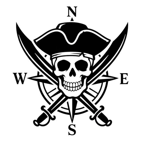 Pirate compass decal jolly - pirate,